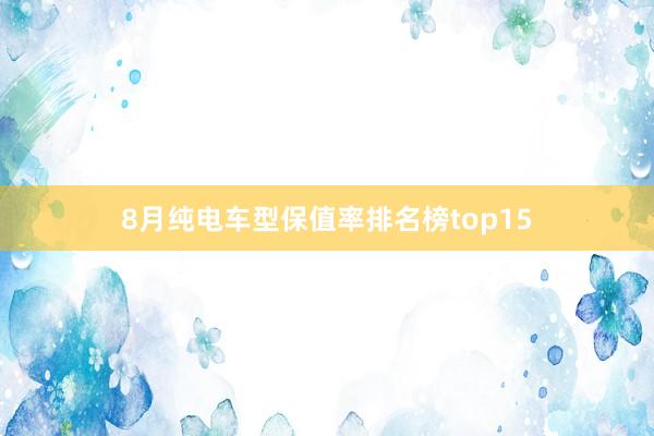 8月纯电车型保值率排名榜top15