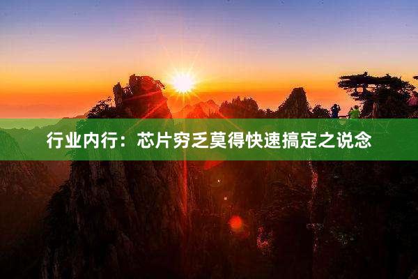 行业内行：芯片穷乏莫得快速搞定之说念