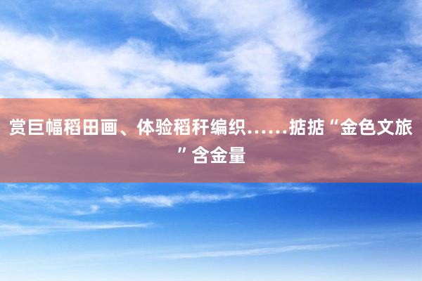 赏巨幅稻田画、体验稻秆编织……掂掂“金色文旅”含金量